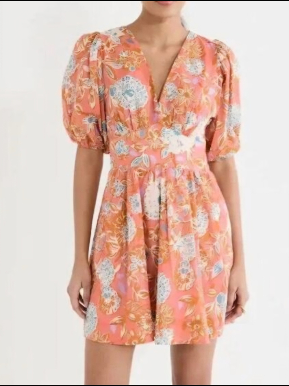 NWT Trovata Birds of Paradis Gia Puff Sleeve V Neck Mini Dress  Size Medium